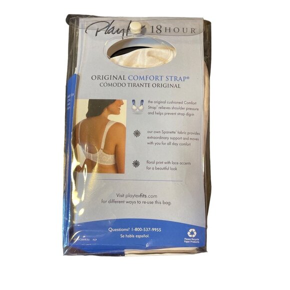 Playtex NWT 18 Hour Ultra Shoulder Comfort White Wirefree Bra Sz 42C Style 4693 - Picture 2 of 3